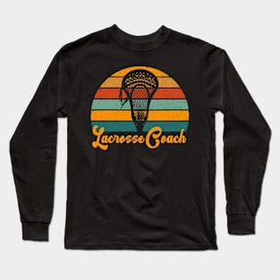 Vintage Lacrosse Coach Retro Sunset Long Sleeve T-Shirt